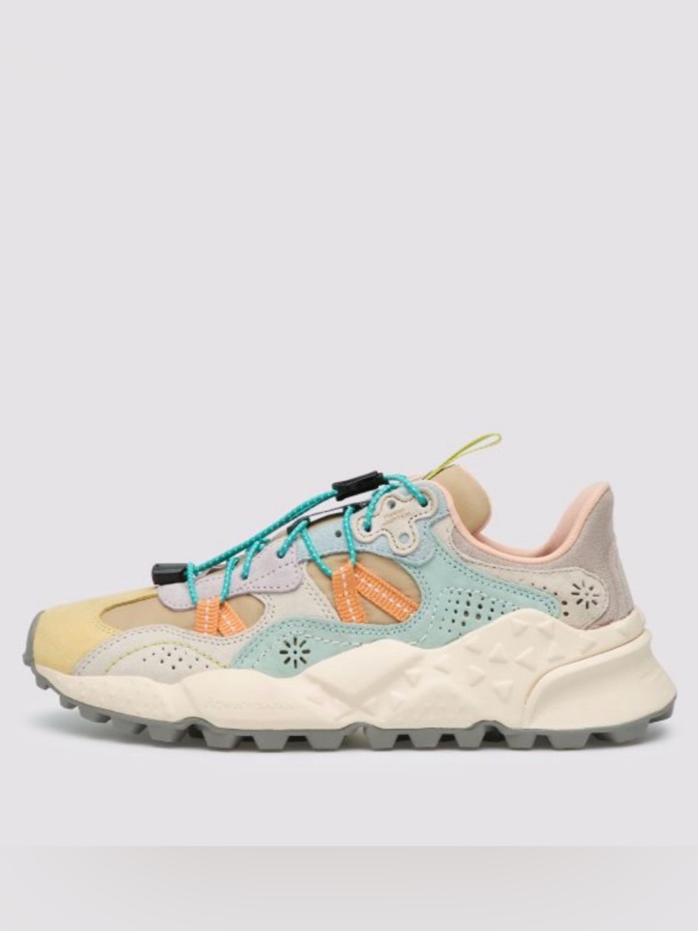 NWT Flower Mountain Yamabushi Suede 
and technical fabric sneakers in Sand/Taupe